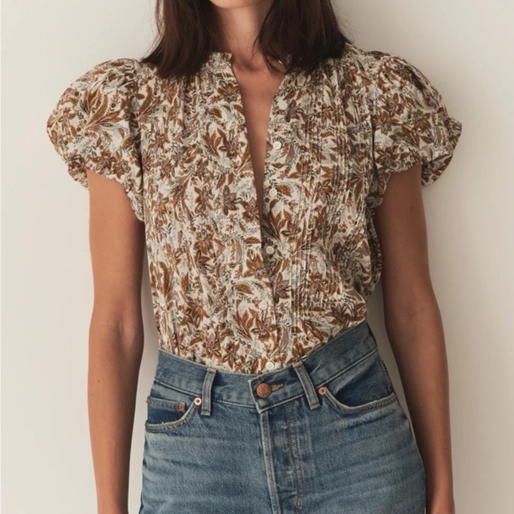 DOEN Millie Top Blanc Narcissus Floral BNWOT